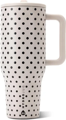 Vista 25 de HydroJug Traveler - Vaso térmico con asa y pajita, 40 onzas, leopardo marrón
