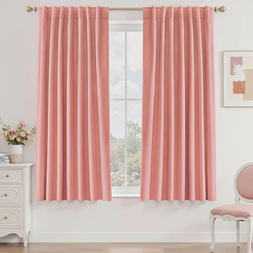 Vista 16 de UHITECH Cortinas cortas de lino de 24 pulgadas de largo para ventanas pequeñas de granja, cortinas opacas modernas para sala de estar, pestañas
