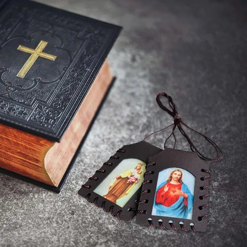 Vista 5 de TALPGOD Sagrado Corazón de Jesús, Escapulario de Cuero de Nuestra Señora del Monte Carmelo, Escapularios Católicos Católicos, Religiosos Católicos
