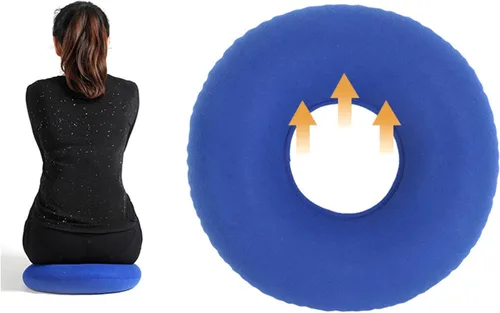 Vista 4 de Cojines de asiento inflables para hemorroides, almohada transpirable con forma de dona para dolor de coxis, úlceras de cama, silla de oficina, silla