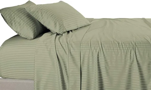 Vista 7 de Royal Tradition Damask Striped - Juego de sábanas de 600 hilos, 100% algodón, tamaño individual extra largo XL, 3 piezas, color beige