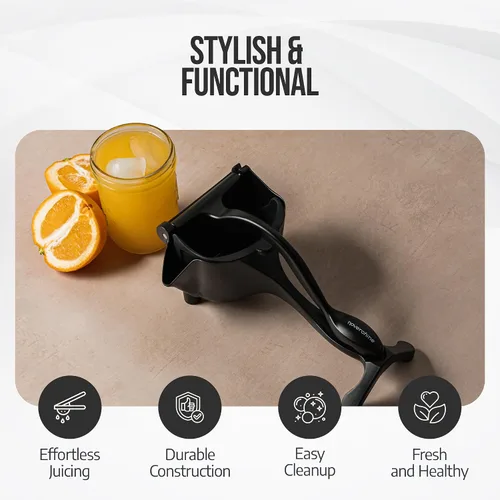 Vista 3 de Lemon Sqeeuzer Exprimidor manual de mano – Exprimidor de prensa de cítricos para jugo de naranja fresca, limón, lima, granada – Exprimidor de limón