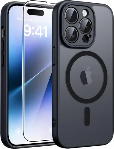 Vista 155 de FNTCASE Funda para iPhone 17 Pro: Fundas delgadas translúcidas de color azul claro compatibles con MagSafe, protección completa de la cámara