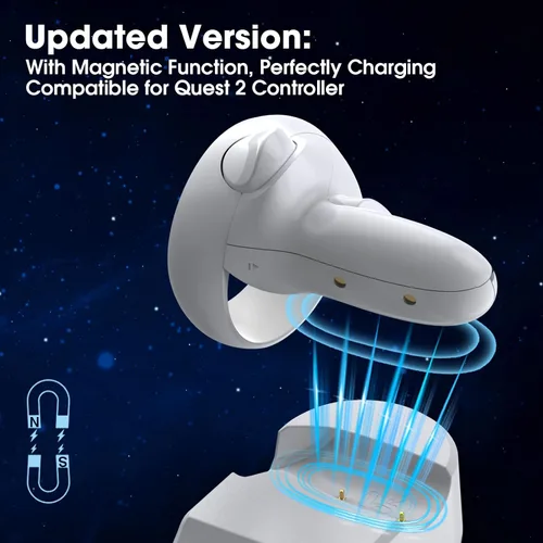 Vista 2 de Smatree Charging Dock Compatible for Oculus Quest 2Meta Quest 2 Updated Fit Elite Strap with Battery Charge Controllers and Headset Simultaneously 2
