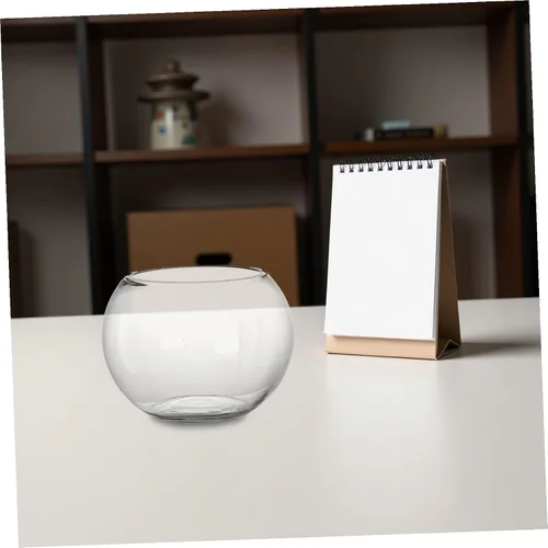 Vista 6 de POPETPOP Cuenco de pescado de vidrio transparente para tanque de escritorio compacto para decoración de oficina en casa para plantas, peces