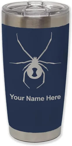 Vista 39 de LaserGram Vaso aislado al vacío de 20 onzas, araña viuda negra, grabado personalizado incluido (negro)