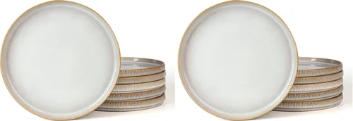 Vista 36 de famiware Star Platos de Ensalada para 6, Juego de Platos de 8 Pulgadas, Vajilla de Gres, Platos Pequeños para Postre, Ensalada, Aperitivo, Blanco