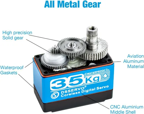 Vista 3 de Hosyond DS3235 77.2 lbs Digital RC Servo de alto par todo el engranaje de metal Motor sin núcleo impermeable servomotores para RC Robot, coche