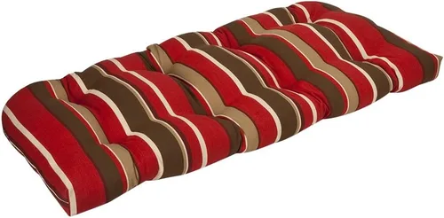 Vista 15 de Pillow Perfect - Cojín capitoné, resistente a la intemperie y la decoloración, para sofá de mimbre/columpio de exterior, bordes redondos, 19 x 44