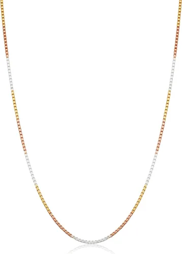Vista 9 de Collar de cadena tricolor chapado en oro de plata de ley 925 para mujer