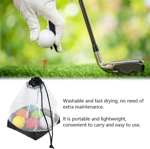 Vista 2 de LIZEALUCKY Bolsa de pelota de golf, bolsa de golf de malla de nailon, bolsa de almacenamiento de golf con cierre de cordón de bloqueo, puede