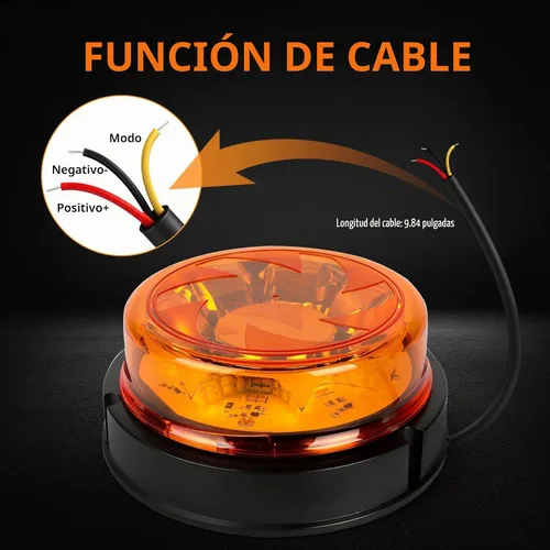 Vista 3 de 1 pieza de luces estroboscópicas para camiones con 25 cables internos, luz de baliza magnética naranja de 12v24v de 6 modos para coche, camión, UTV