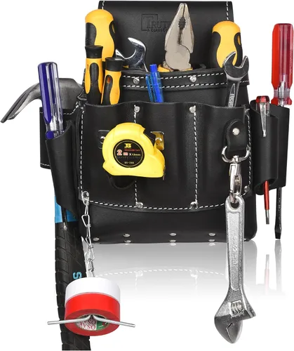 Vista 2 de Grain Leather Electrician Tool Pouch Carpenter Tool Pouch Electrician Pouch Electric Tool Bag Electrician Bag Leather Tool Belt