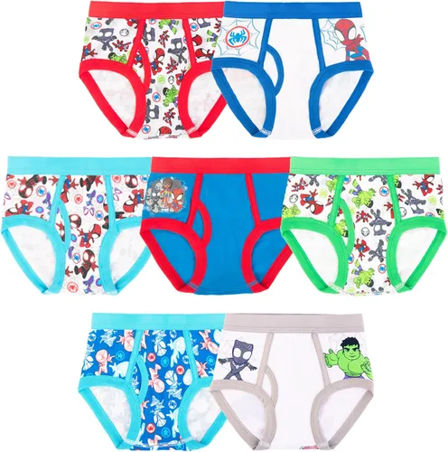 Vista 9 de Spiderman Ropa interior exclusiva de superhéroes para niños pequeños con Iron Man, Hulk y más 2/3t & 4t Paquete de 7 calzoncillos Spidey Multi-Hero