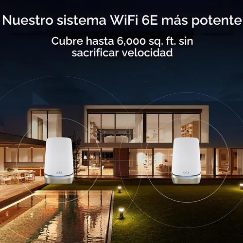 Vista 3 de NETGEAR Orbi Quad-Band WiFi 6E Mesh System (RBKE962), enrutador + 1 extensor de satélite, características de seguridad, velocidad de hasta 10.8