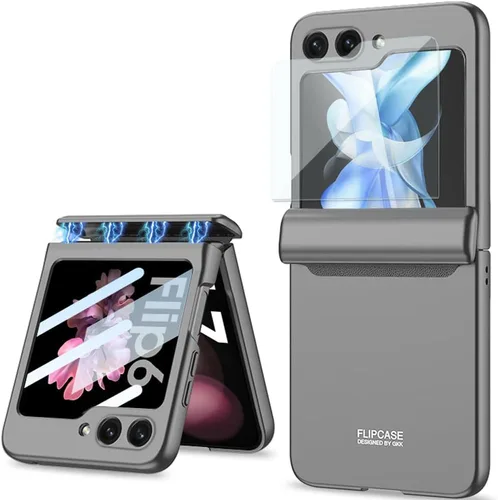 Vista 22 de Protección magnética de bisagra y funda protectora de cámara de lente integrada para Samsung Galaxy Z Flip 4 (negro)
