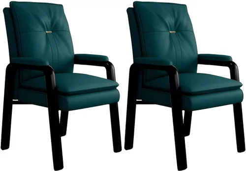 Vista 15 de PU Leather Conference Chair with Fixed Arms High-Back Ergonomic Mahjong Chair Chess Card Room Backrest Computer Chair Long-Term Sitting Mahjong