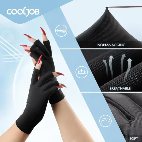 Vista 4 de COOLJOB Guantes anti-UV para lámpara de uñas, guantes profesionales de protección UV UPF50+ para manicuras, cuidado de la piel sin dedos, mujeres