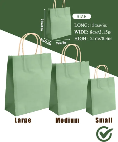 Vista 4 de qiqee Bolsas de regalo pequeñas de papel multicolor con asas a granel para fiesta arcoíris - 8.3"x6"x3.15" 100 piezas