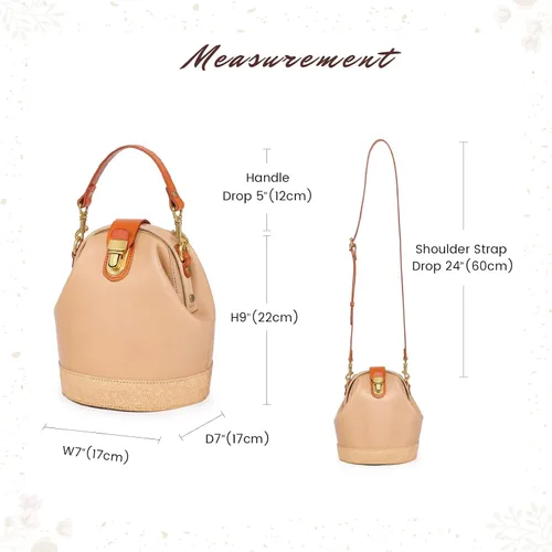 Vista 7 de OLD TREND Bolso bandolera Doctor Bucket Bolso lujoso y versátil para mujer Cuero de vaca genuino