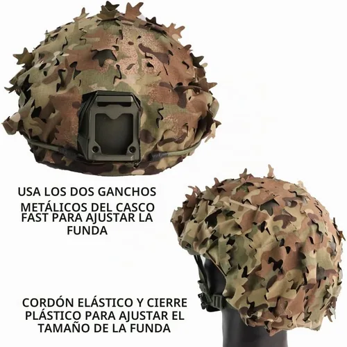 Vista 3 de Funda táctica para casco de malla transpirable, camuflaje camuflaje para casco táctico militar, combate, casco rápido