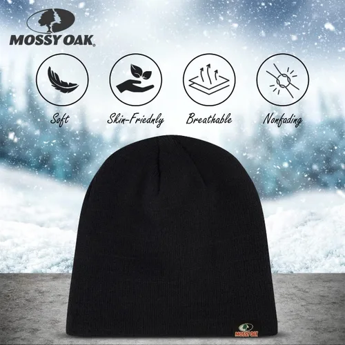 Vista 4 de Mossy Oak Men's Rib Knitted Hats - Warm and Cozy Beanie Hat - Men Winter Hat