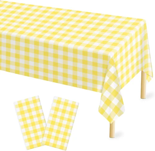 Vista 37 de Mulbozy 2 piezas de mantel de plástico negro para mesa rectangular, 54 × 108 pulgadas, fundas desechables de mesa para fiestas negras