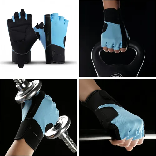 Vista 8 de Guantes de levantamiento de pesas para hombres, guantes de entrenamiento para mujeres, guantes de gimnasio transpirables y cómodos, antideslizantes