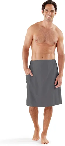 Vista 9 de Boca Terry - Toalla para hombre, 100% algodón, toalla de cintura elástica para ducha, spa, sauna, gimnasio, segura y ajustable Terry cloth shower