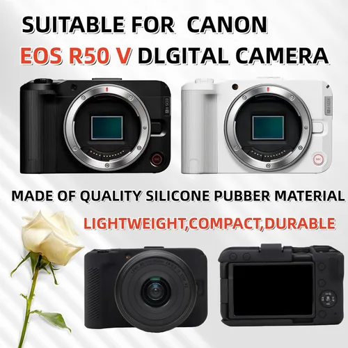 Vista 2 de Funda EOS R50V, funda protectora de silicona suave para cámara digital Canon EOS R50 V, diseño antiarañazos, ajuste delgado, con 2 protectores