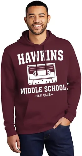 Vista 2 de fresh tees Stranger - Sudadera unisex para mujer y hombre, Hawkins Middle School A.V. Club Sudadera con capucha