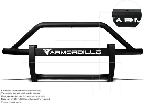 Vista 5 de Armordillo 8714164 AR Pre-Runner Style Modular Parachoques Protector - Negro Mate Compatible con Dodge Ram 2500/3500 2010-2018