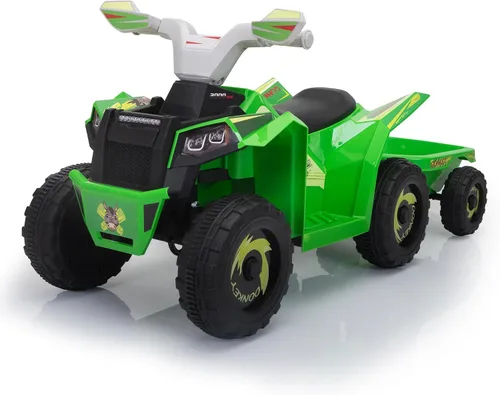 Vista 11 de TOBBI - Coche eléctrico para niños ATV 4 ruedas con remolque y música 6V Azul
