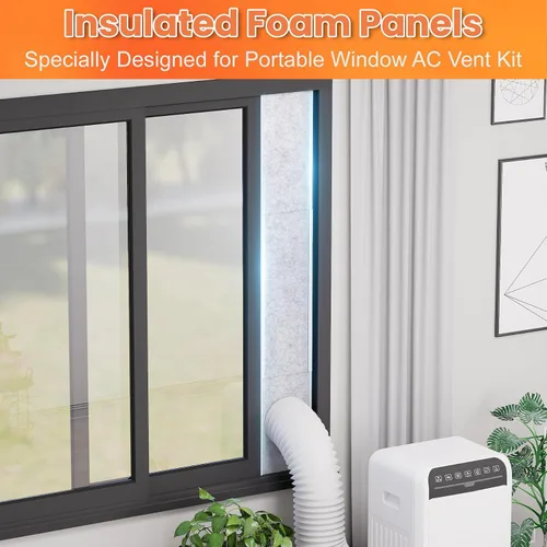 Vista 9 de GCGOODS Paneles de espuma aislados para aire acondicionado portátil, kit de ventilación de ventana, paneles laterales de aislamiento para ventanas