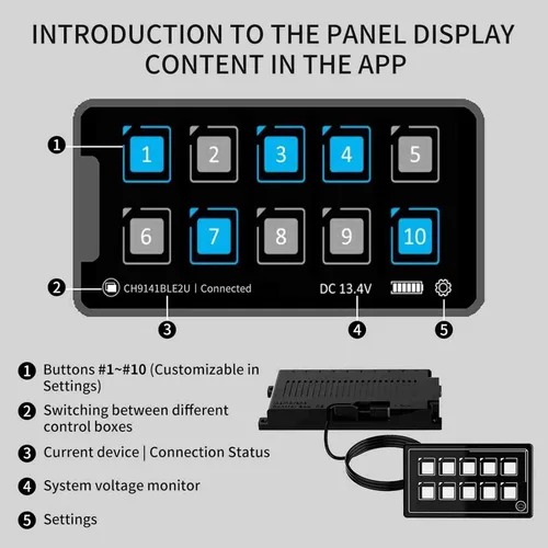 Vista 2 de para aplicación de 10p Control Yctze 10P Panel de control de membrana Bluetooth APP Control con módulo de retroiluminación LED táctil PPTC integrado