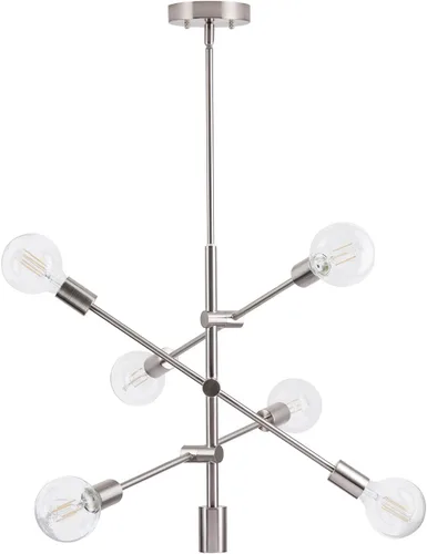 Vista 5 de Linea di Liara Stella - Lámpara Sputnik mediana negra de mediados de siglo, moderna lámpara de araña de techo Sputnik, lámpara colgante Starburst