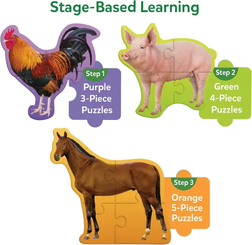 Vista 5 de Skillmatics Rompecabezas Paso a Paso – Rompecabezas de 40 Piezas y Rompecabezas para Niños Pequeños, Animales de Granja, Rellenos de Calcetines