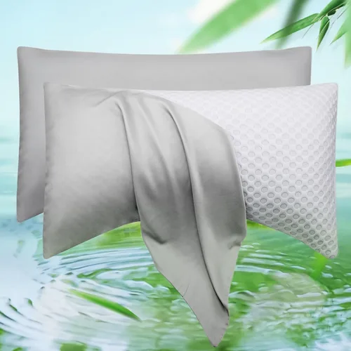 Vista 23 de Funda de almohada curvada para dormir de lado refrescante, tamaño Queen, 1 paquete de 20 x 30 pulgadas, color azul aguamarina Rayon Derived from