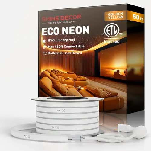 Vista 47 de Shine Decor Tira de luces LED AC 120V, cuerda de neón eco de 120 LED/m sin puntos, conectable y cortable, IP65 impermeable y resistente al clima