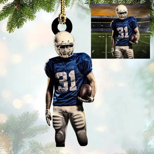 Vista 9 de Adorno acrílico de fútbol americano personalizado 2025, decoración personalizada para árbol de Navidad, recuerdo único de vacaciones, regalo