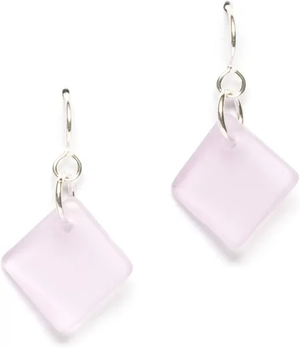 Vista 14 de Delicate Diamond Sea Glass Earrings, Beach Glass Earrings for Women by EcoSeaCo, using sustainable, recycled and repurposed material. Handmade