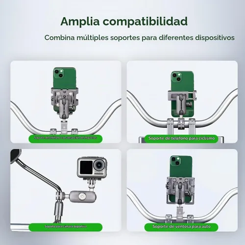 Vista 9 de FANAUE Soporte de teléfono para motocicleta con bola de 1 pulgada para scooter UTV/ATV, soporte para teléfono celular de bicicleta con brazo