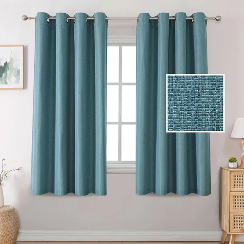 Vista 11 de H.VERSAILTEX Cortinas opacas de lino de 45 pulgadas de largo para dormitorio/sala de estar con aislamiento térmico con ojales, cortinas de lino