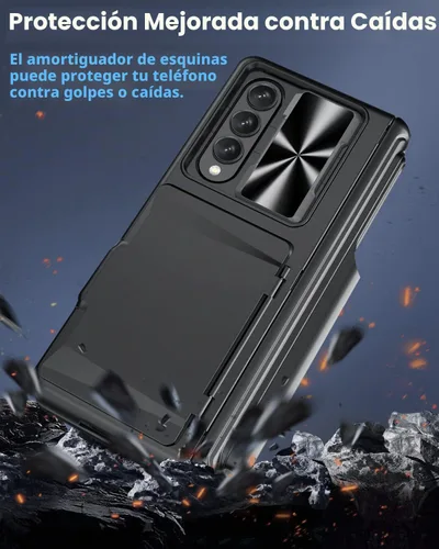 Vista 5 de Viaotaily Funda para Galaxy Z Fold 4 con Soporte para S Pen y Tarjetero y Protección de Bisagra, Protector de Pantalla Integrado y Cubierta