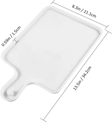 Vista 6 de Moldes de bandeja de silicona de resina, molde de fundición de epoxi para bricolaje, tabla de cortar rectangular grande con asa, esencial de cocina