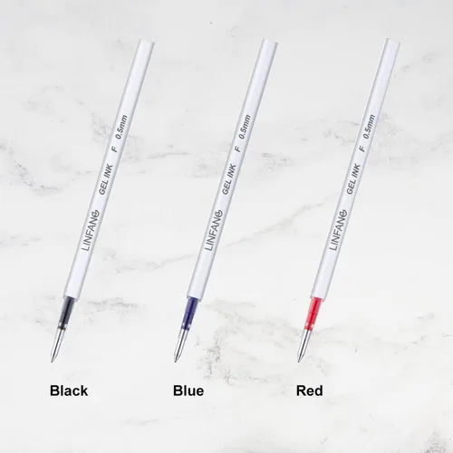 Vista 5 de Recargas de bolígrafos de gel rojo, paquete de 6 recargas de bolígrafo de gel retráctil, punta fina de 0.5 mm, escritura suave y secado rápido