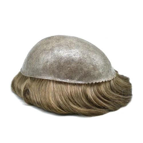 Vista 375 de Toupee para hombre 100% cabello humano real tupé para hombres 0.004 in piel de poliuretano para hombre, sistema de reemplazo de piezas de pelo