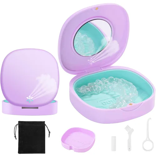 Vista 10 de Doboli Funda de retención, Slim Aligner Funda protectora bucal compatible con Invisalign Negro