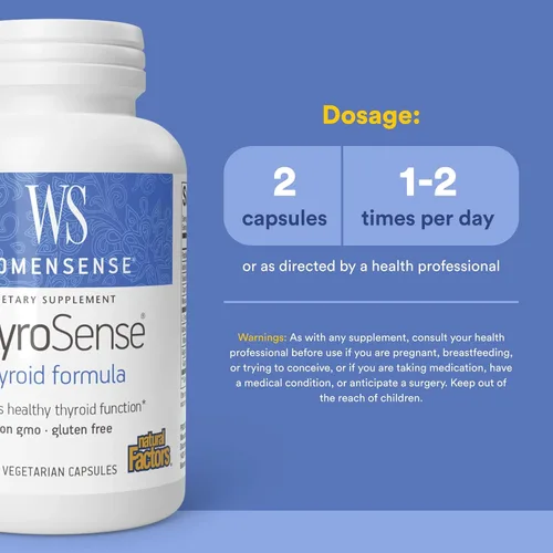 Vista 3 de WomenSense ThyroSense by Natural Factors, Natural Supplement to Support Healthy Thyroid Function, Vegetarian, Non-GMO, 60 capsules (30 servings)