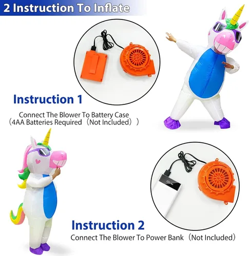 Vista 5 de Camlinbo Halloween Inflatable Unicorn Costume for Adults Women Men Full Body Blow up Halloween Costumes Party Cosplay